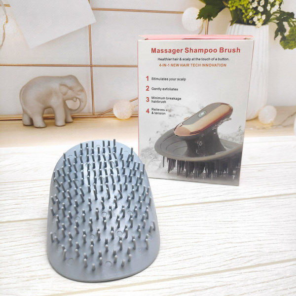 Массажная щетка для головы и волос Massager Shampoo Brush (2 режима, USB) / Влагозащитная моющая и массажная Manta